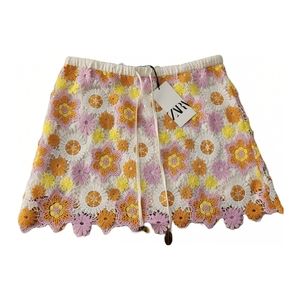 Zara floral crochet mini skirt